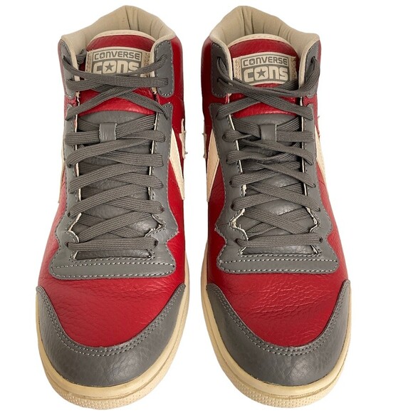 Converse Cons Men’s 10.5 Red Gray White High Top Sneakers Vintage Authenticated - Picture 4 of 11